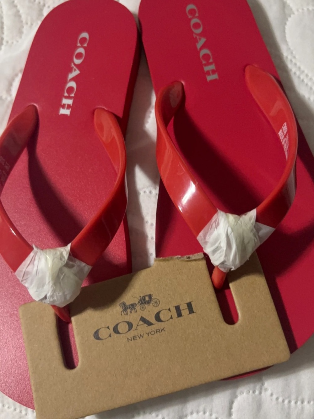 COACH Red Women's Flip Flop Sandals